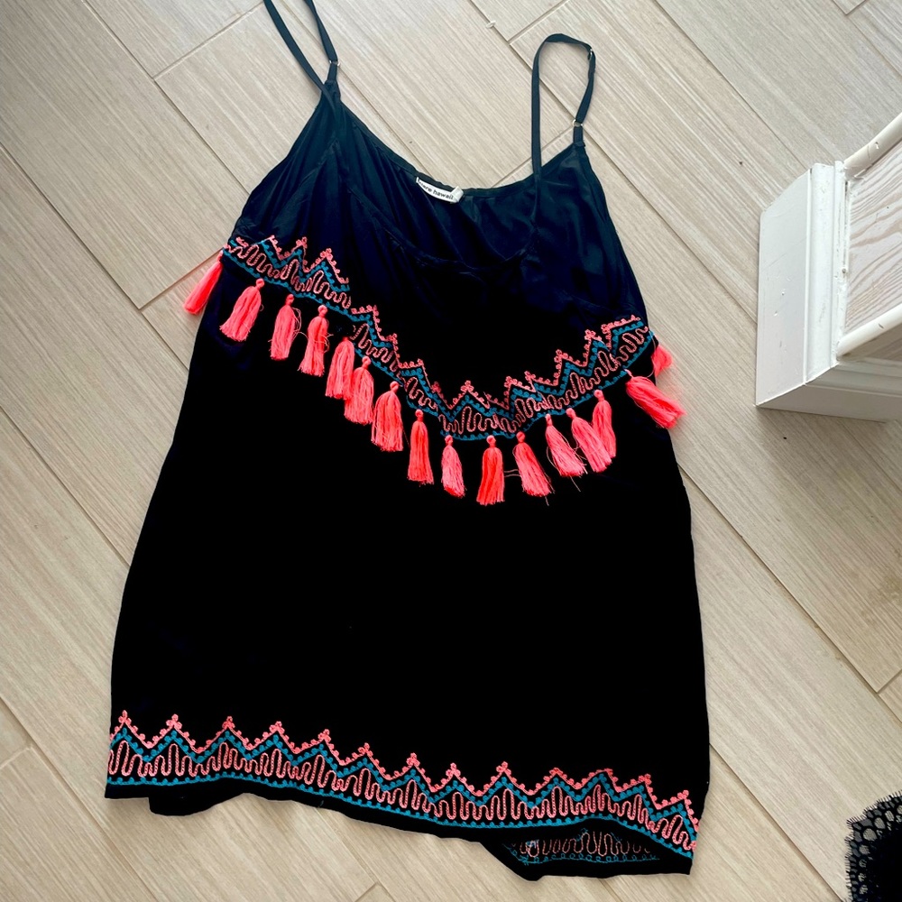 Tiara Hawaii beach cover up dress w tassels